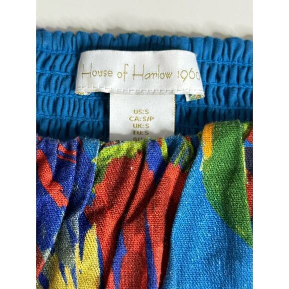 House‎ of Harlow Dress Tropical Milkmaid Summer Midi Maxi Blue Size S - Picture 8 of 12